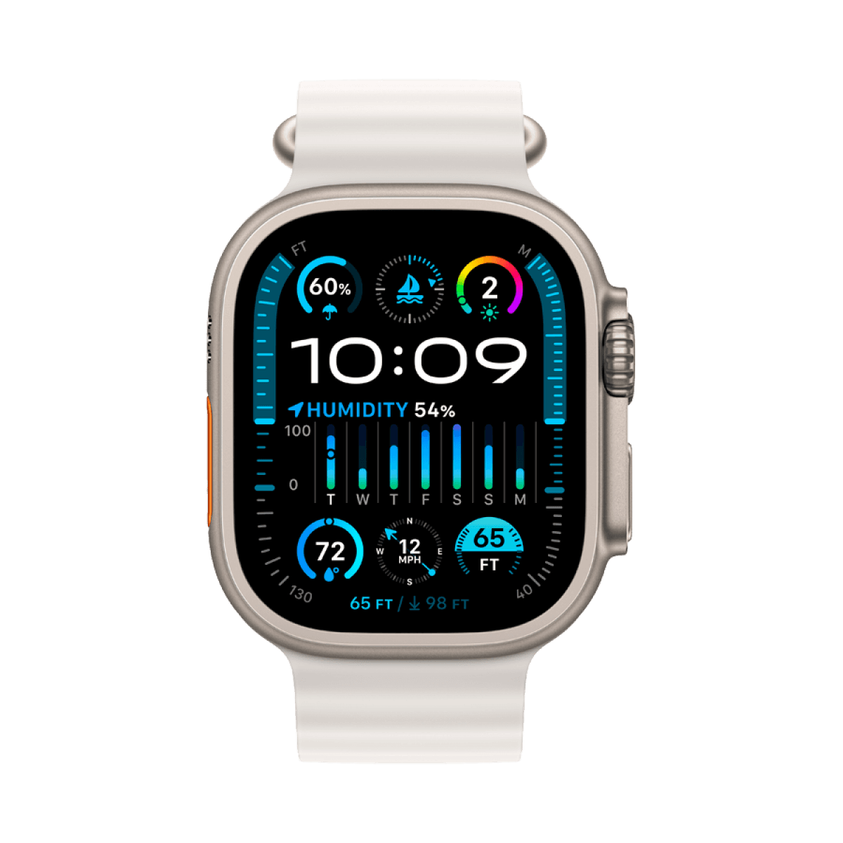 Apple Watch Ultra 2 GPS + Cellular, 49mm Titanium Case with White Ocean Band 7