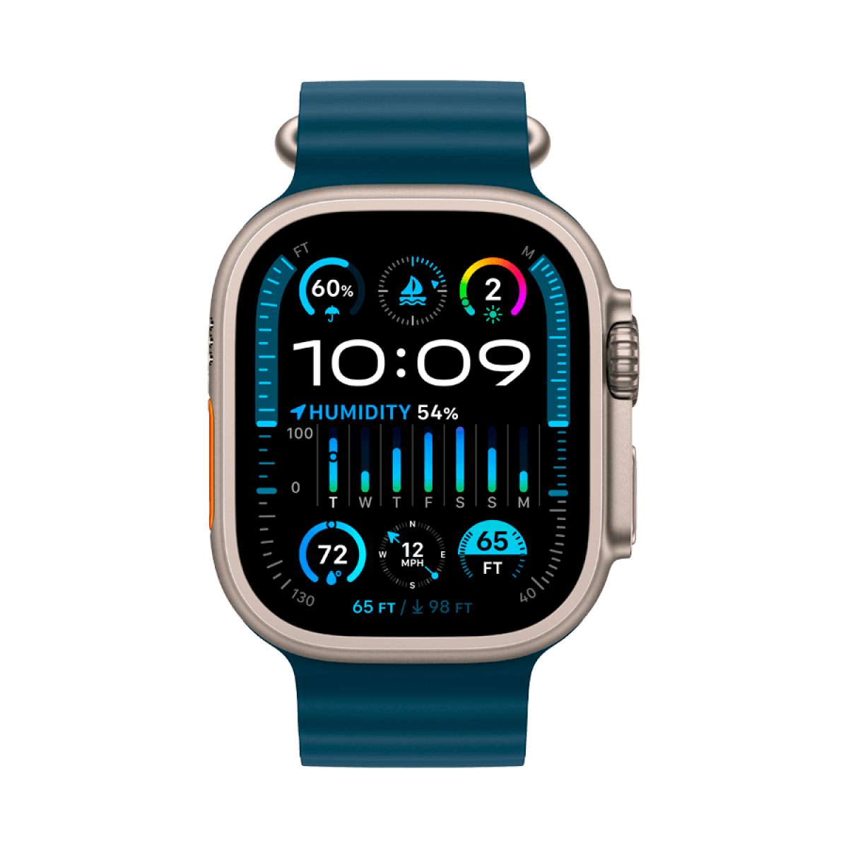 Apple Watch Ultra 2 GPS + Cellular, 49mm Titanium Case with Blue Ocean Band 7