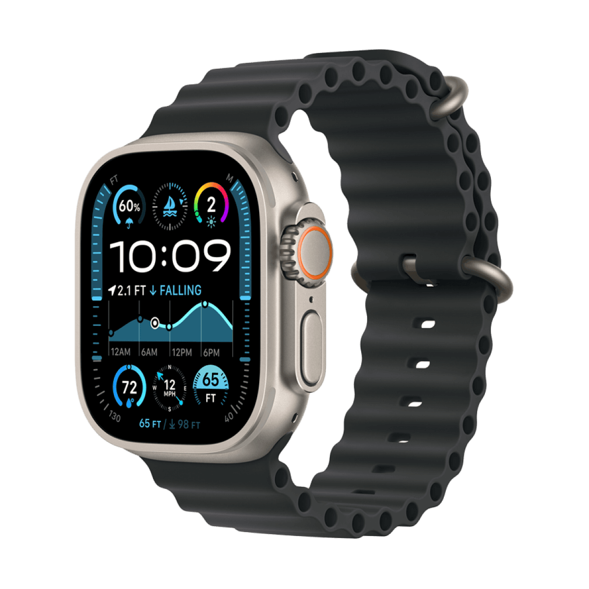 49mm Black Ocean Band - Natural Titanium Finish 4