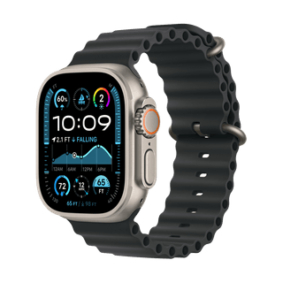 Apple 49mm Black Ocean Band - Natural Titanium Finish