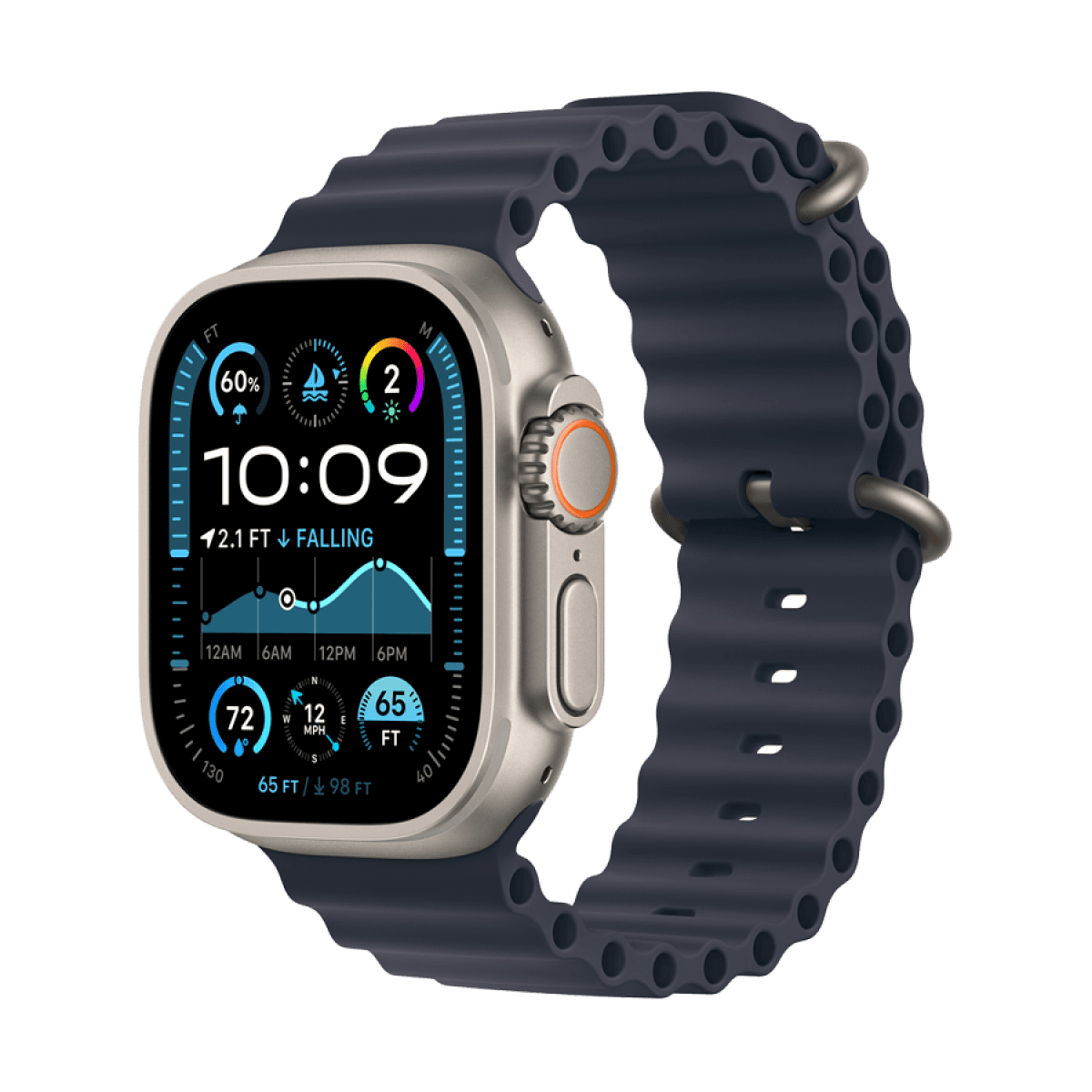 49mm Navy Ocean Band - Natural Titanium Finish 4