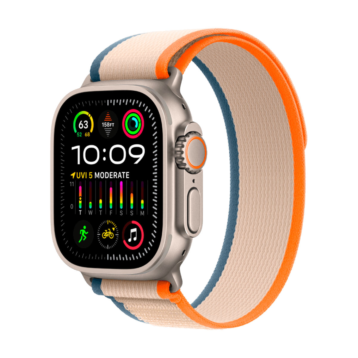 Apple Watch Ultra 2 GPS + Cellular, 49mm Titanium Case with Orange/Beige Trail Loop - S/M 6