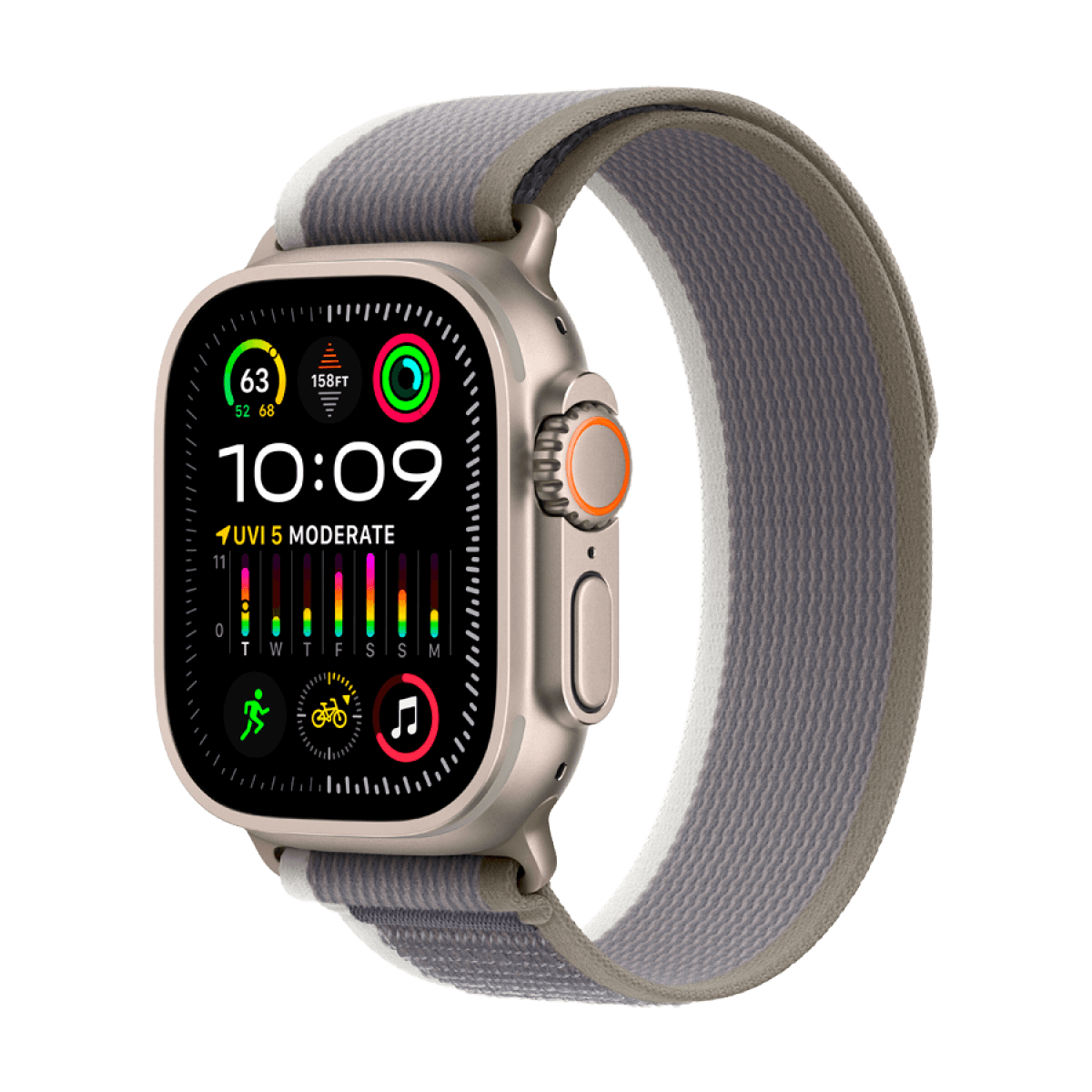 Apple Watch Ultra 2 GPS + Cellular, 49mm Titanium Case with Green/Grey Trail Loop - M/L 6