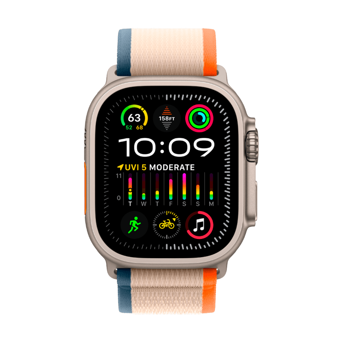 Apple Watch Ultra 2 GPS + Cellular, 49mm Titanium Case with Orange/Beige Trail Loop - S/M 7