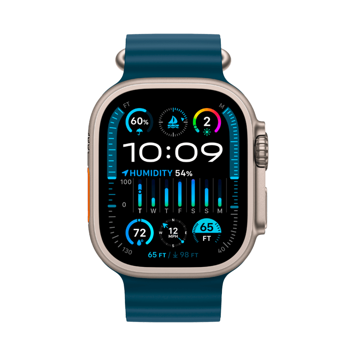 Apple Watch Ultra 2 GPS + Cellular, 49mm Titanium Case with Blue Ocean Band 7