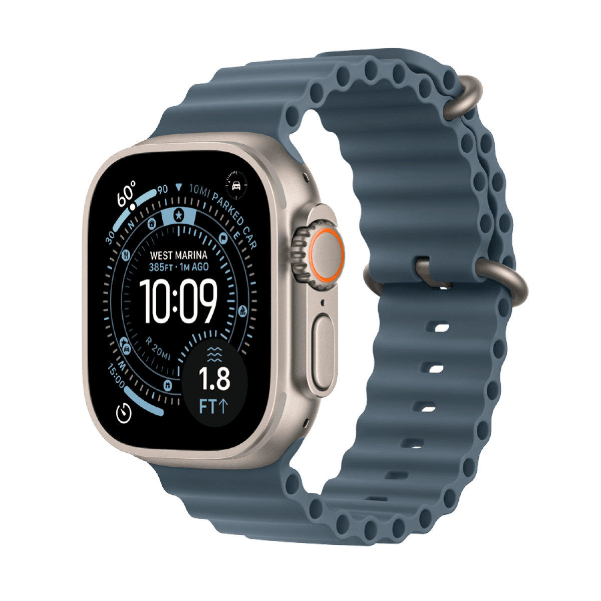 Apple Watch Ultra 3 GPS + Cellular 49mm Natural Titanium Case with Anchor Blue Ocean Band 5