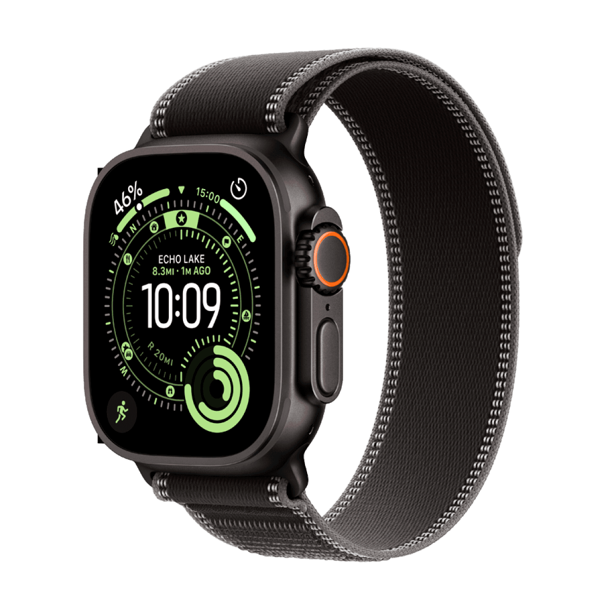 Apple Watch Ultra 3 GPS + Cellular 49mm Black Titanium Case with Black/Charcoal Trail Loop - S/M 5