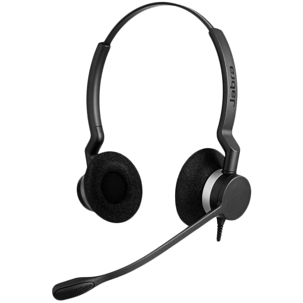 JABRA BIZ 2300 USB Duo, Type: 82 E-STD, Microphone boom: FreeSpin (headband), USB connector, with mute-button and volume control on the cord, Microsoft optimized