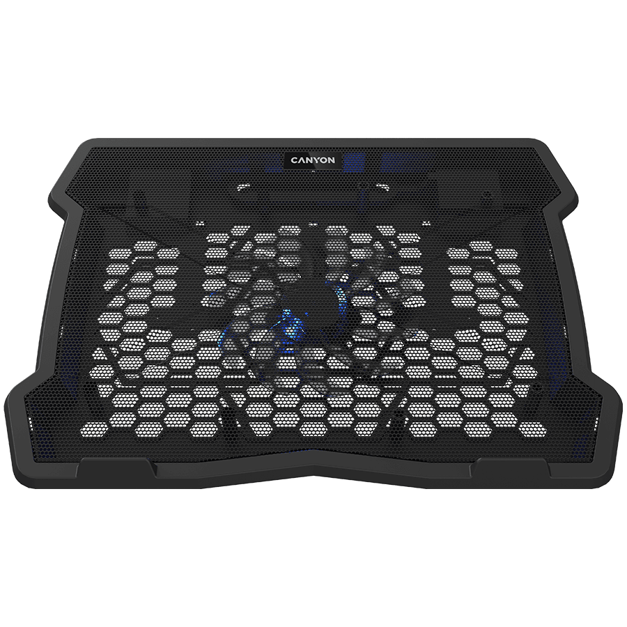CANYON NS02, Cooling stand single fan with 2x2.0 USB hub, support up to 10”-15.6” laptop, ABS plastic and iron, Fans dimension:125*125*15mm(1pc), DC 5V, fan speed: 800-1000RPM, size:340*265*30mm, 406g