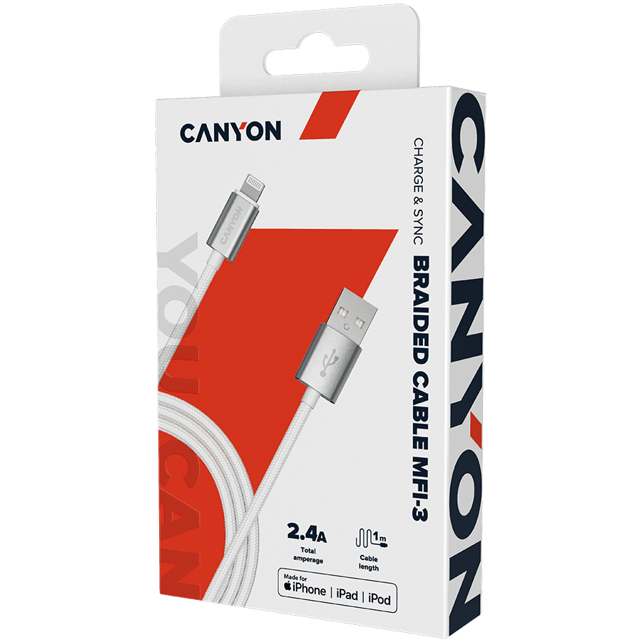 CANYON cable MFI-3 Lightning 12W 1m White 6