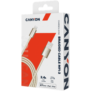 CANYON cable MFI-3 Lightning 12W 1m Gold