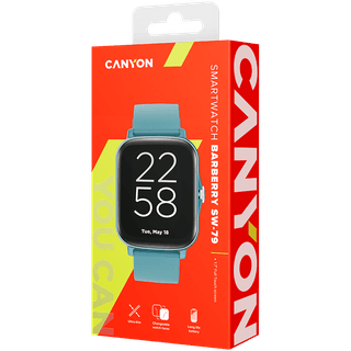 CANYON Wildberry SW-79, Smart watch, 1.69inches TFT full touch screen, Zinic+plastic body, IP67 waterproof, multi-sport mode, compatibility with iOS and android, blue body with blue silicon belt, Host: 44.4*36*9.2mm, Strap: 230x20mm, 47g