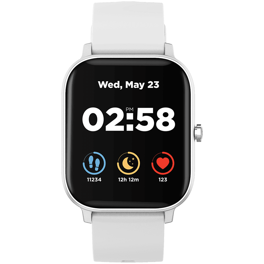 CANYON Wildberry SW-74, Smart watch, 1.3inches TFT full touch screen, Zinic+plastic body, IP67 waterproof, multi-sport mode, compatibility with iOS and android, Silver body with white silicon belt, Host: 43*37*9mm, Strap: 230x20mm, 45g