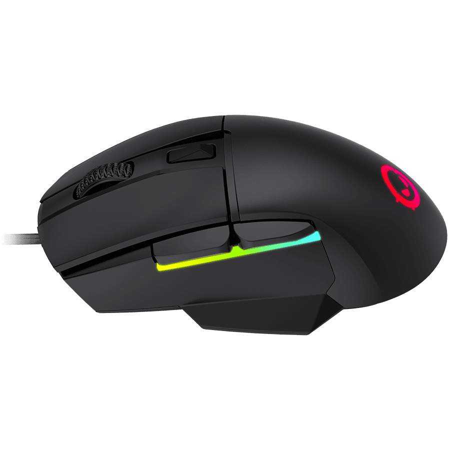 LORGAR Jetter 357, gaming mouse, Optical Gaming Mouse with 6 programmable buttons, Pixart ATG4090 sensor, DPI can be up to 8000, 30 million times key life, 1.8m PVC USB cable, Matt UV coating and RGB lights with 4 LED flowing mode, size:124.90*71.65*41.36mm, 115g 2