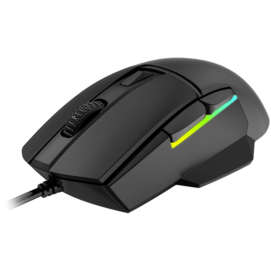LORGAR Jetter 357, gaming mouse, Optical Gaming Mouse with 6 programmable buttons, Pixart ATG4090 sensor, DPI can be up to 8000, 30 million times key life, 1.8m PVC USB cable, Matt UV coating and RGB lights with 4 LED flowing mode, size:124.90*71.65*41.36mm, 115g 4