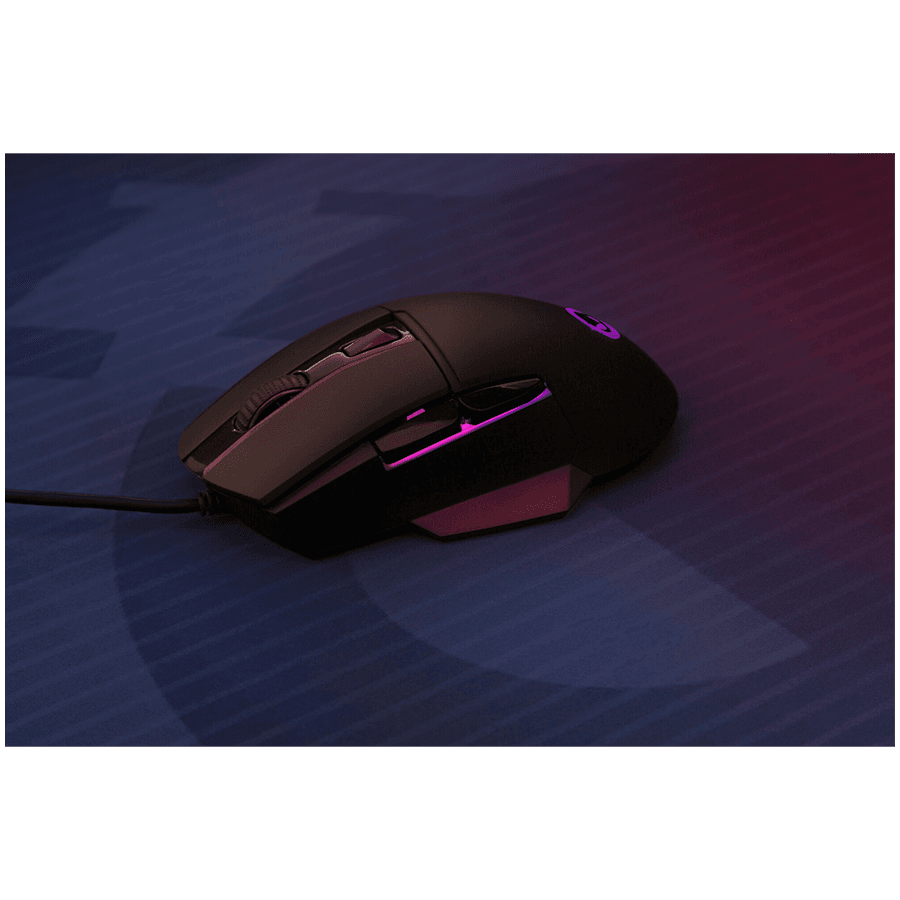 LORGAR Jetter 357, gaming mouse, Optical Gaming Mouse with 6 programmable buttons, Pixart ATG4090 sensor, DPI can be up to 8000, 30 million times key life, 1.8m PVC USB cable, Matt UV coating and RGB lights with 4 LED flowing mode, size:124.90*71.65*41.36mm, 115g 6