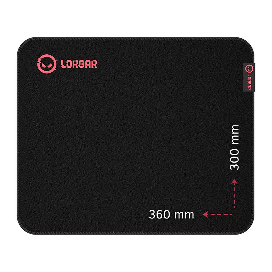 Lorgar Main 323, Gaming mouse pad, Precise control surface, Red anti-slip rubber base, size: 360mm x 300mm x 3mm, weight 0.21kg