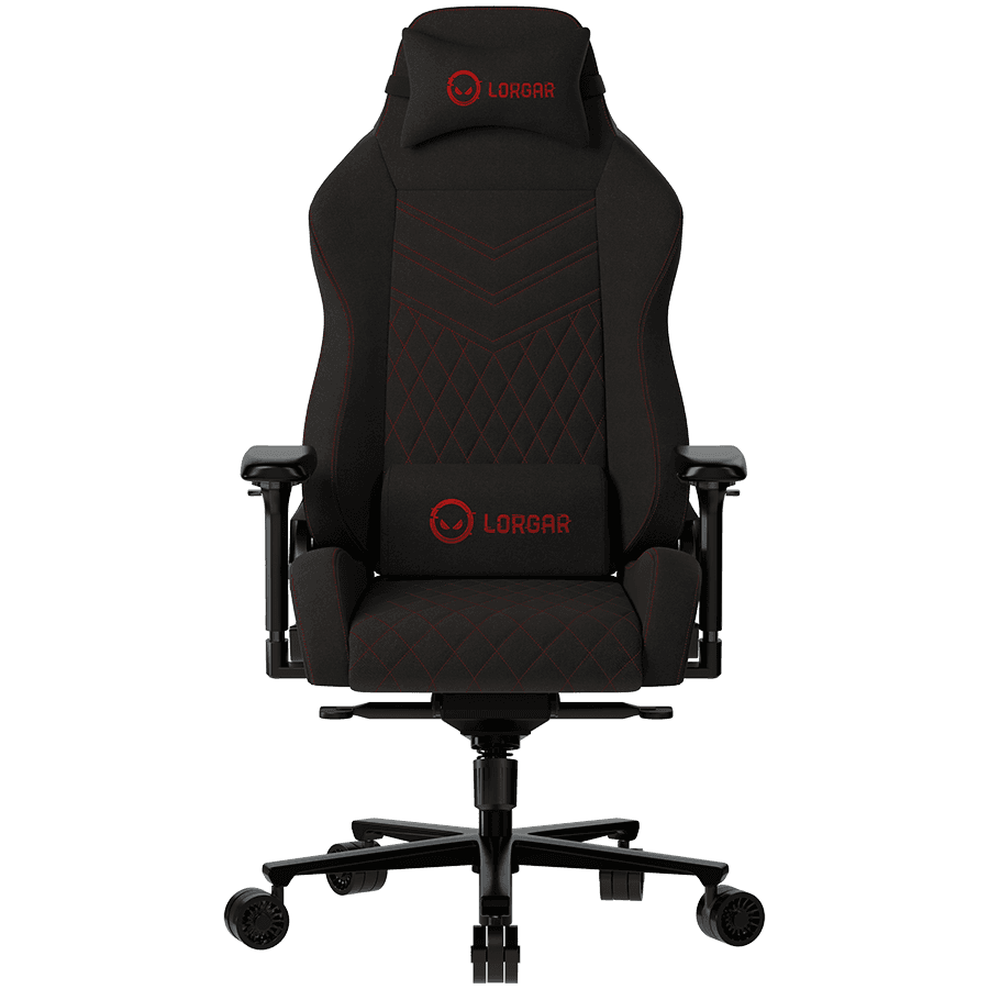 LORGAR Ace 422, Gaming chair, Anti-stain durable fabric, 1.8 mm metal frame, multiblock mechanism, 4D armrests, 5 Star aluminium base, Class-4 gas lift, 75mm PU casters, Black + red