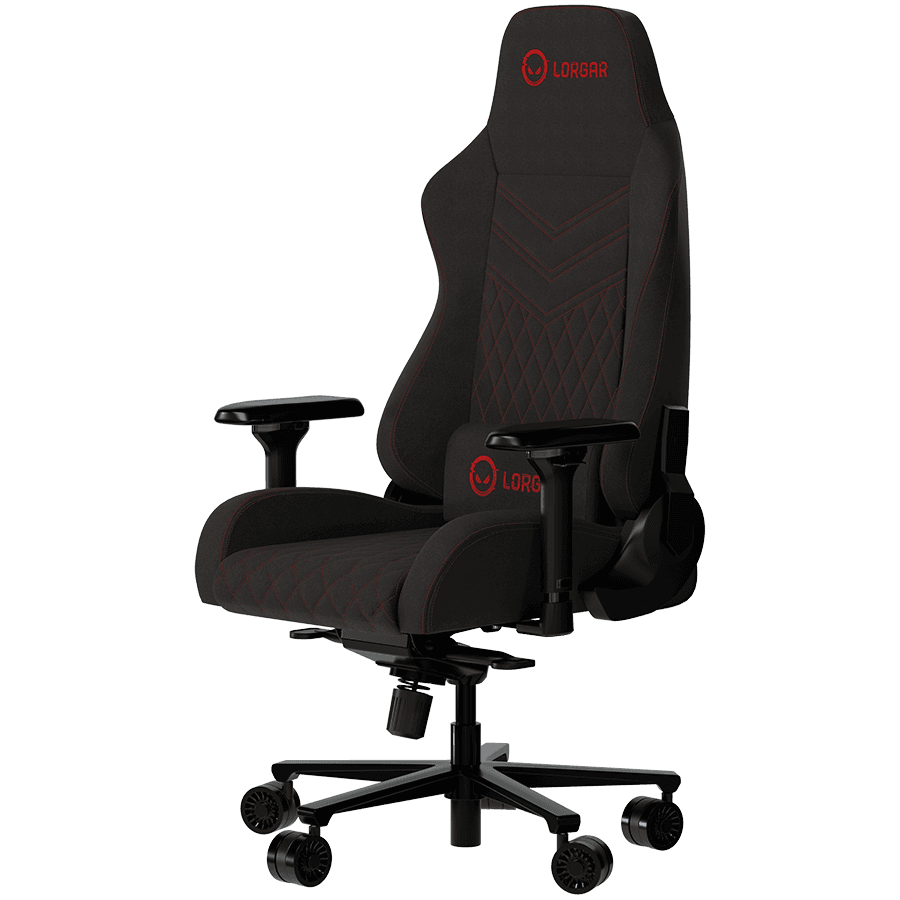 LORGAR Ace 422, Gaming chair, Anti-stain durable fabric, 1.8 mm metal frame, multiblock mechanism, 4D armrests, 5 Star aluminium base, Class-4 gas lift, 75mm PU casters, Black + red 2