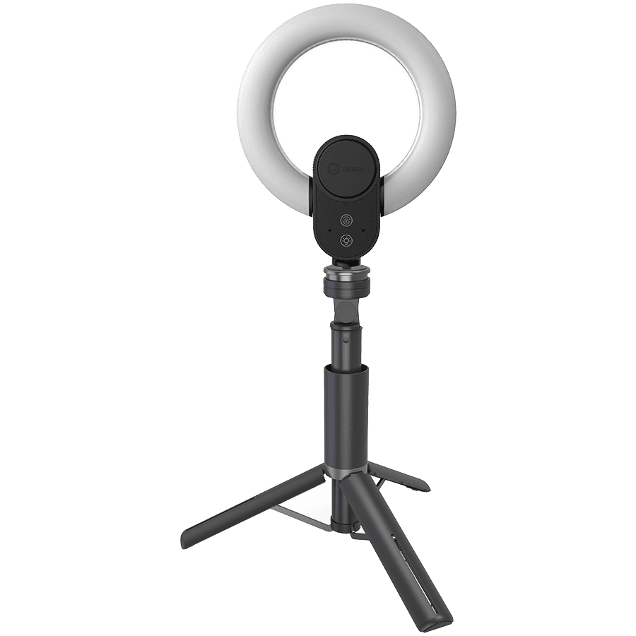 LORGAR Circulus 910, Streaming web camera, 5MP 2592X1944 max resolution, up to 60fps, 1/2.8", Sony STARVIS CMOS image sensor, full glass lens, 5.5'' built-in ring light (1700-14 000K), foldable tripod, auto focus, dual microphones with AI noise reduction, USB Type C, size: 470*133*115mm, 0.525kg, black+white 2