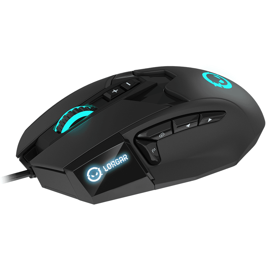 LORGAR Stricter 579, gaming mouse, 9 programmable buttons, Pixart PMW3336 sensor, DPI up to 12 000, 50 million clicks buttons lifespan, 2 switches, built-in display, 1.8m USB soft silicone cable, Matt UV coating with glossy parts and RGB lights with 4 LED flowing modes, size: 131*72*41mm, 0.127kg, black 5