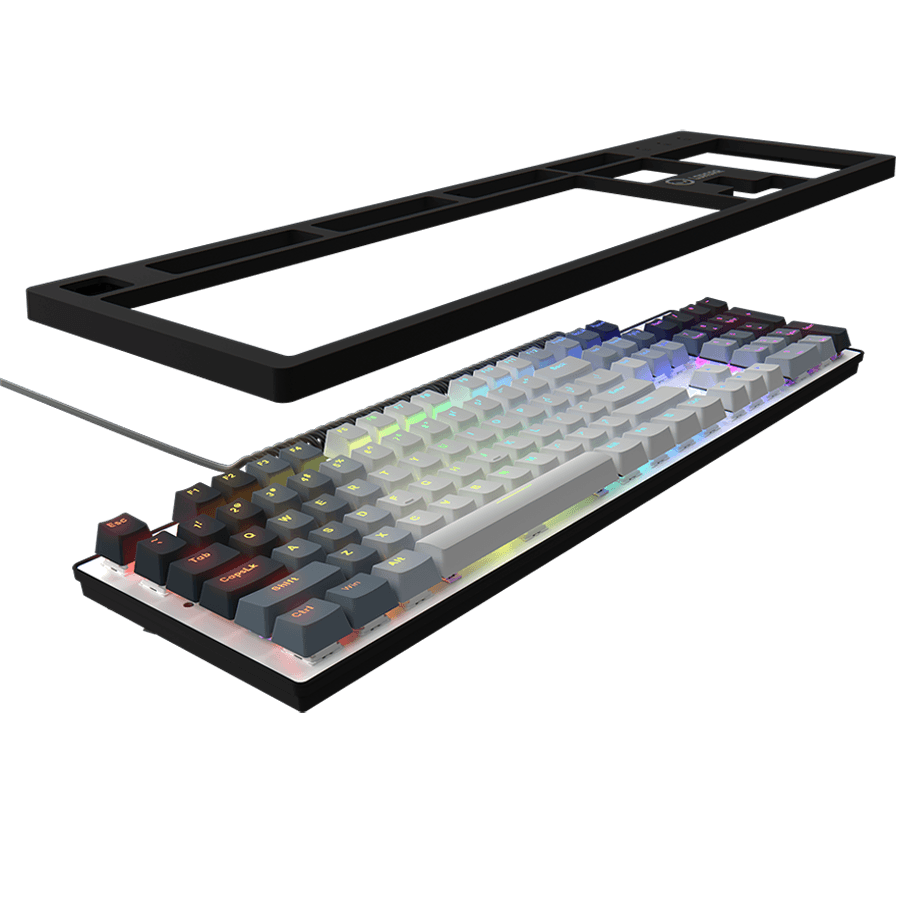 LORGAR Azar 514, Wired mechanical gaming keyboard, RGB backlight, 1680000 colour variations, 18 modes, keys number: 104, 50M clicks, linear dream switches, spring cable up to 3.4m, ABS plastic+metal, magnetic cover, 450*136*39mm, 1.17kg, white, EN layout 6