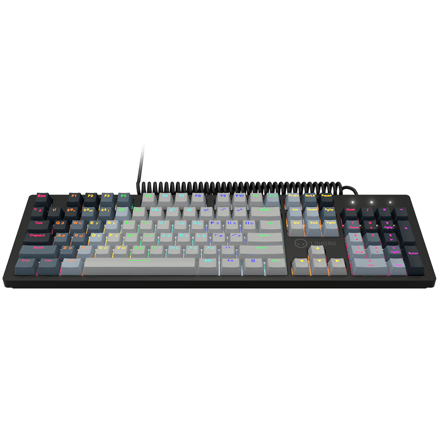 LORGAR Azar 514, Wired mechanical gaming keyboard, RGB backlight, 1680000 colour variations, 18 modes, keys number: 104, 50M clicks, linear dream switches, spring cable up to 3.4m, ABS plastic+metal, magnetic cover, 450*136*39mm, 1.17kg, white, EN+RU layout 4