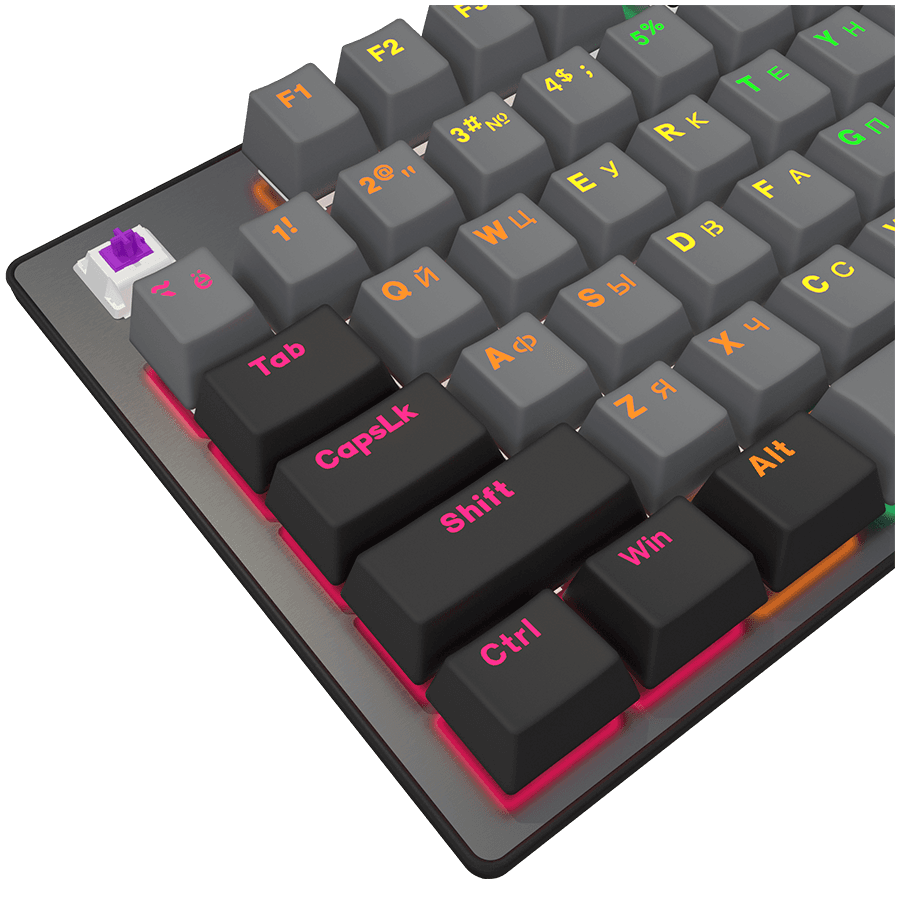 LORGAR Azar 514, Wired mechanical gaming keyboard, RGB backlight, 1680000 colour variations, 18 modes, keys number: 104, 50M clicks, linear dream switches, spring cable up to 3.4m, ABS plastic+metal, magnetic cover, 450*136*39mm, 1.17kg, black, EN+RU layout 4