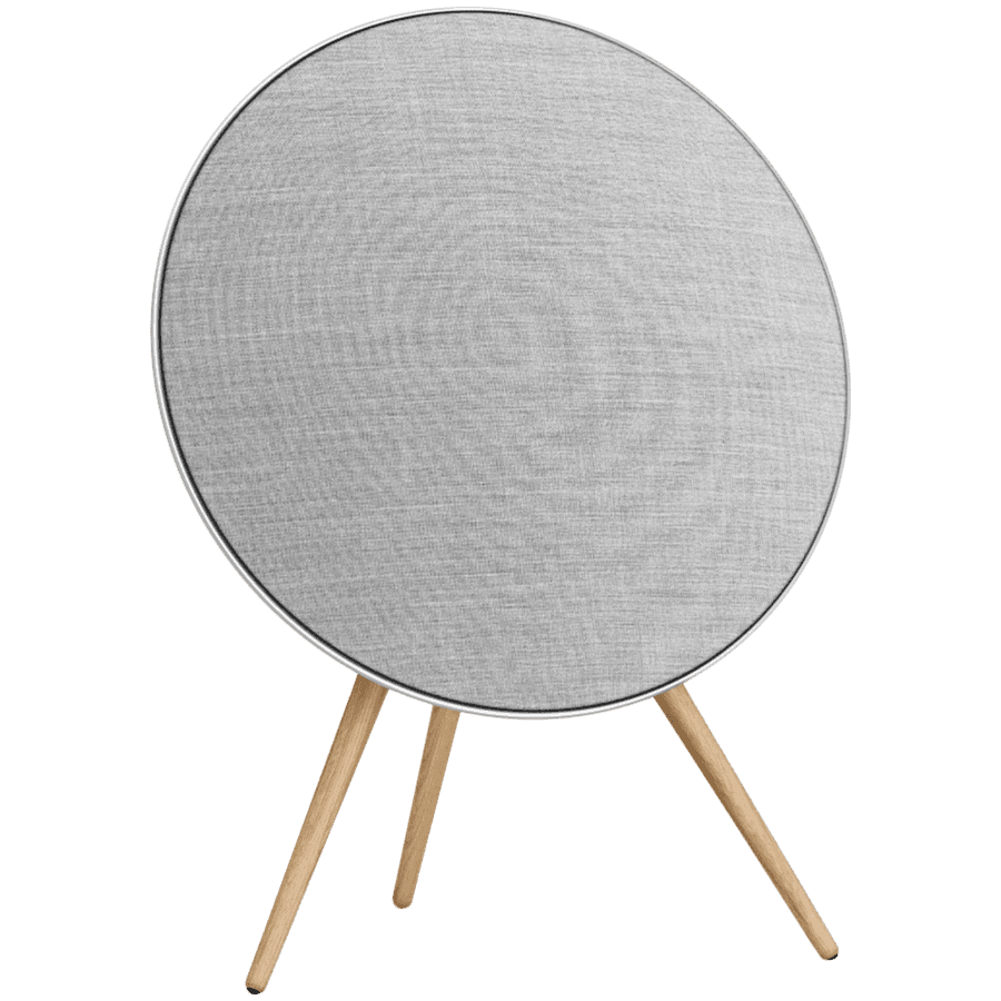 Beosound A9 5th Gen Speaker Natural Alu (Back Grey Mist/Cover Kvadrat Light Grey/Legs Oak)