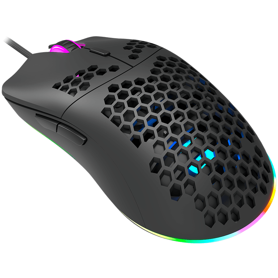 CANYON Puncher GM-11, Gaming Mouse with 7 programmable buttons, Pixart 3519 optical sensor, 4 levels of DPI and up to 4200, 5 million times key life, 1.65m Ultraweave cable, UPE feet and colorful RGB lights, Black, size:128.5x67x37.5mm, 105g 2