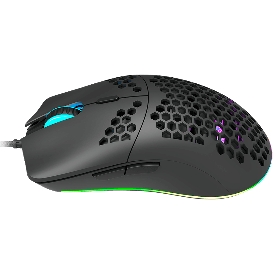 CANYON Puncher GM-11, Gaming Mouse with 7 programmable buttons, Pixart 3519 optical sensor, 4 levels of DPI and up to 4200, 5 million times key life, 1.65m Ultraweave cable, UPE feet and colorful RGB lights, Black, size:128.5x67x37.5mm, 105g 3