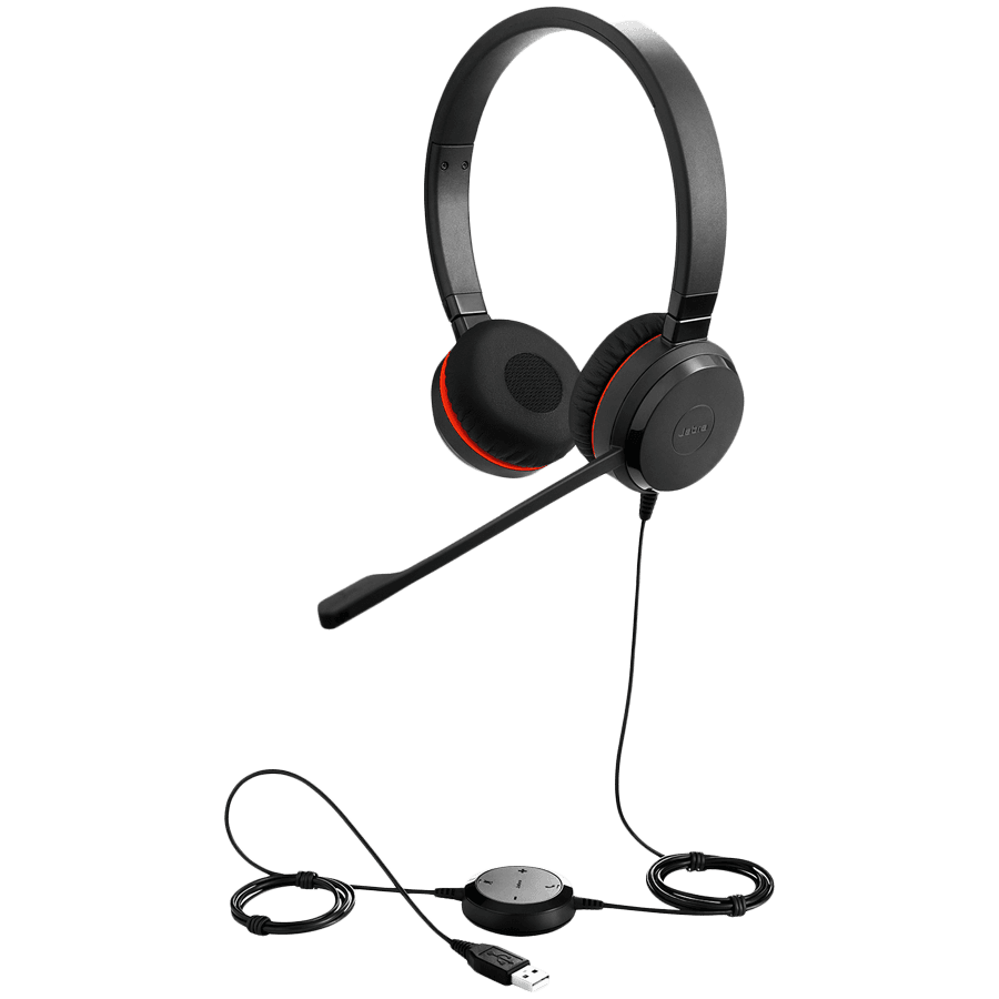JABRA EVOLVE 20 MS Stereo USB Headband Special Edition Noise cancelling, USB connector, with mute-button and volume control on the cord, with leatherette ear cushion, Microsoft optimized 4