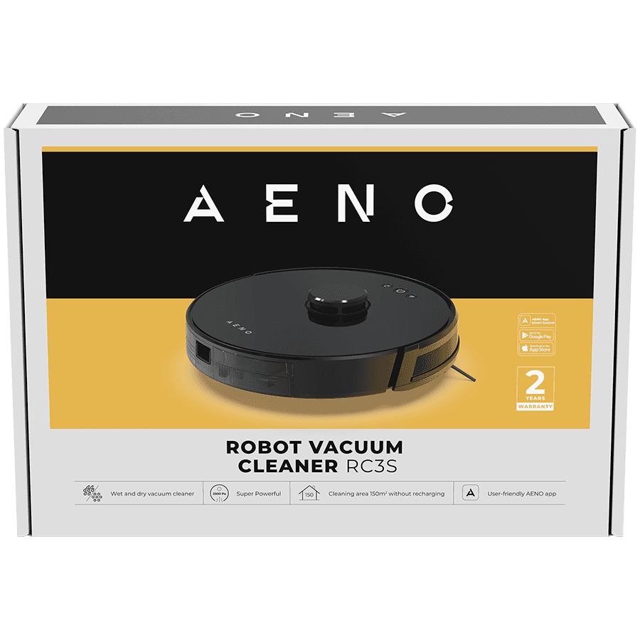AENO Robot Vacuum Cleaner RC3S: wet & dry cleaning, smart control AENO App, powerful Japanese Nidec motor, turbo mode 8