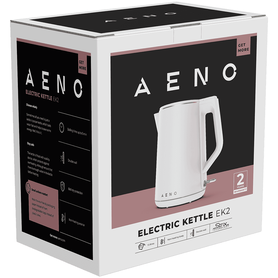 AENO Electric Kettle EK2: 1850-2200W, 1.5L, Strix, Double-walls, Non-heating body, Auto Power Off, Dry tank Protection 5