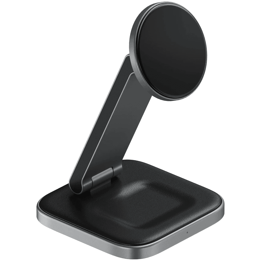 SATECHI 2-in-1 Foldable Qi2 Wireless Charging Stand (Space Gray)