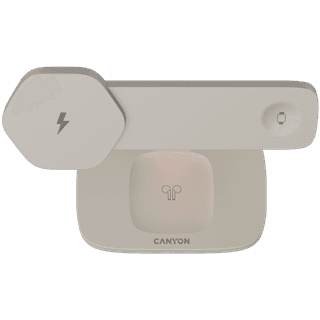 CANYON Wireless Charging Station Hexagon 310 3in1 LightGrey/Orange