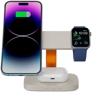 CANYON Wireless Charging Station Hexagon 310 3in1 LightGrey/Orange