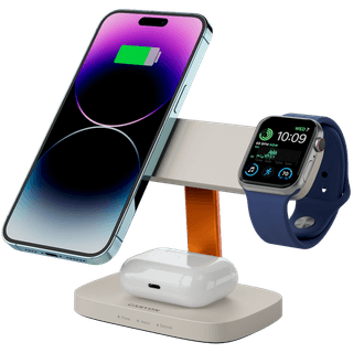 CANYON Wireless Charging Station Hexagon 310 3in1 LightGrey/Orange