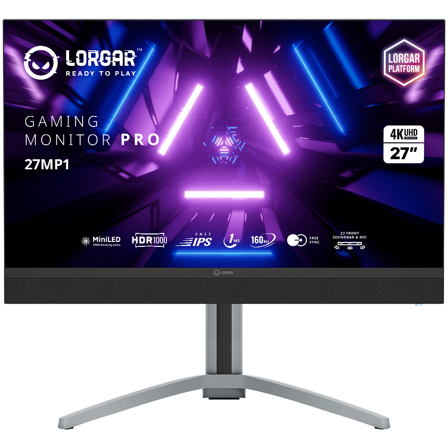 LORGAR 27MP1, UHD MiniLED Gaming Monitor Pro, 27'' (3840*2160) fast IPS flat monitor, black/milky grey