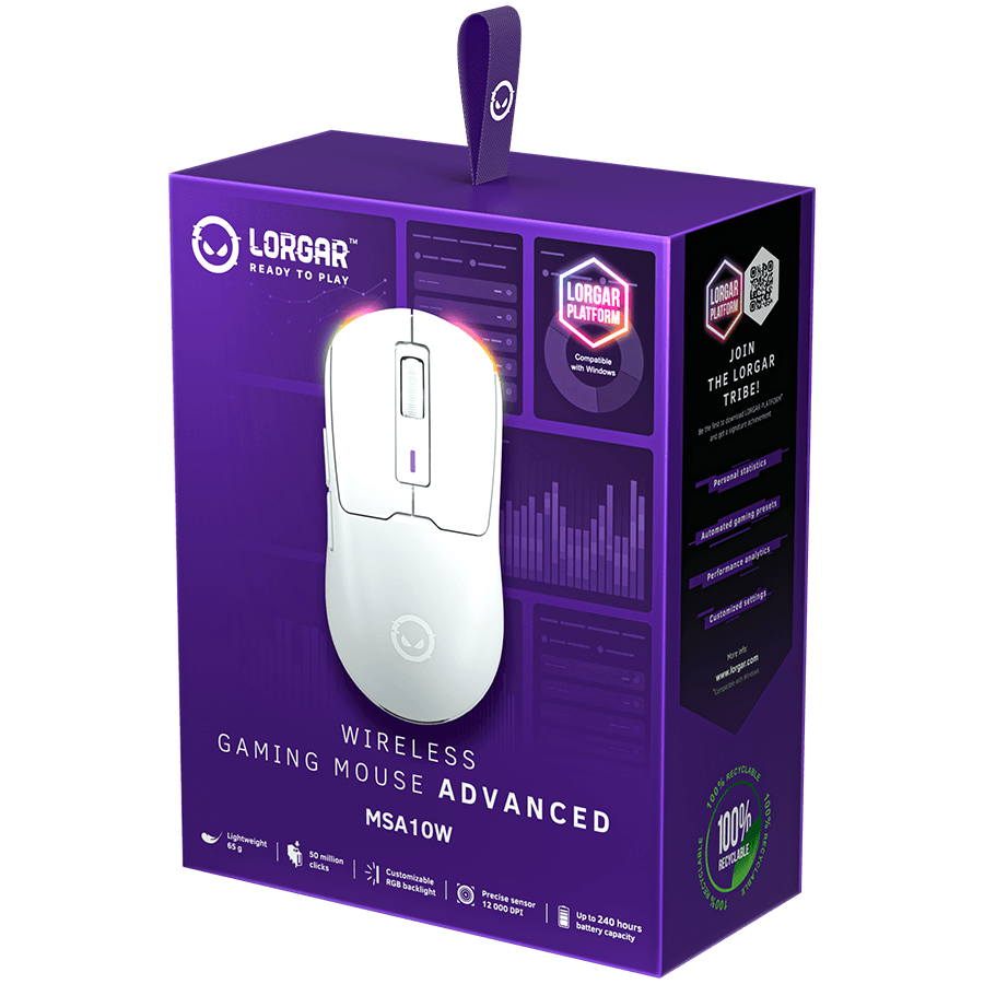 LORGAR MSA10W, Wireless Gaming Mouse Advanced, white 8
