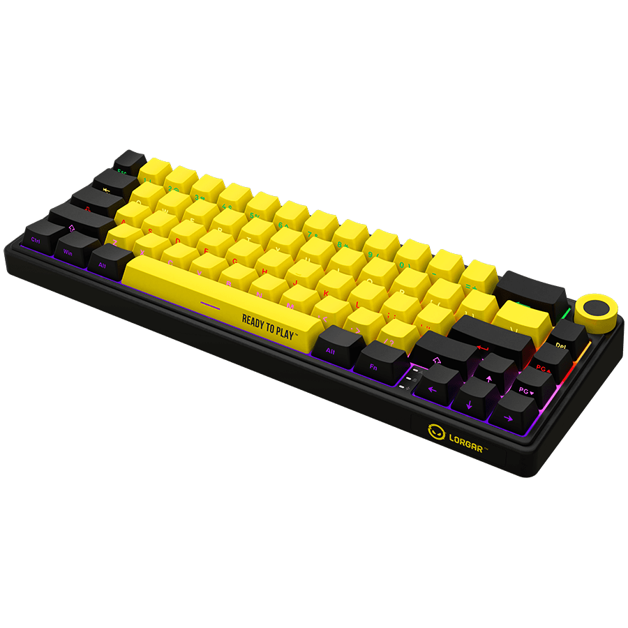 LORGAR KBP70MW, Wireless 65% Mechanical Gaming Keyboard Pro, Black/yellow, EN layout 2