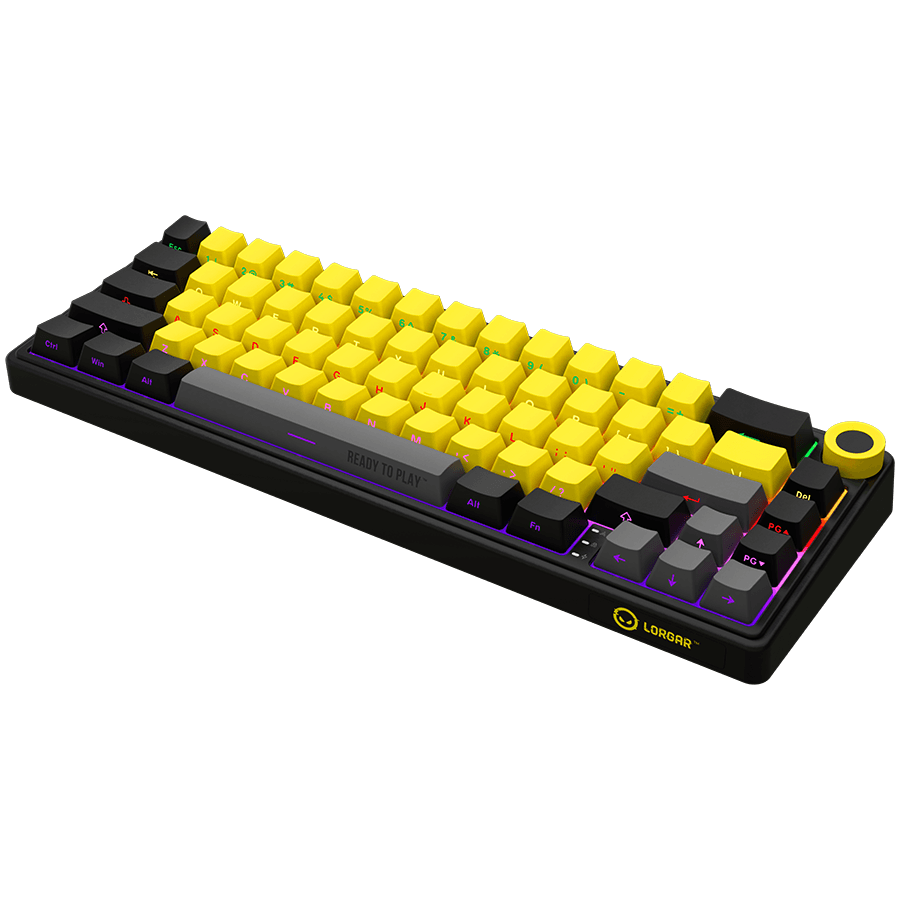 LORGAR KBP70MW, Wireless 65% Mechanical Gaming Keyboard Pro, Black/yellow, EN layout 7