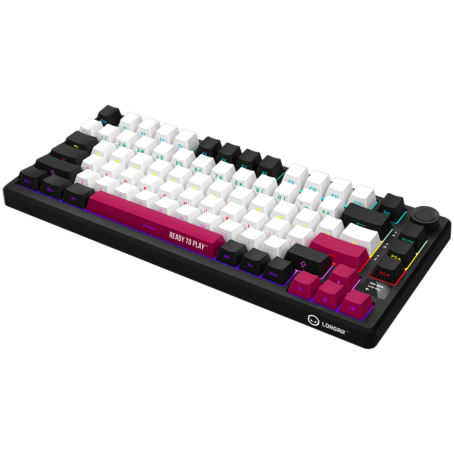 LORGAR KBP7075W, Wireless 75% Mechanical Gaming Keyboard Pro, Black/red, EN layout 2