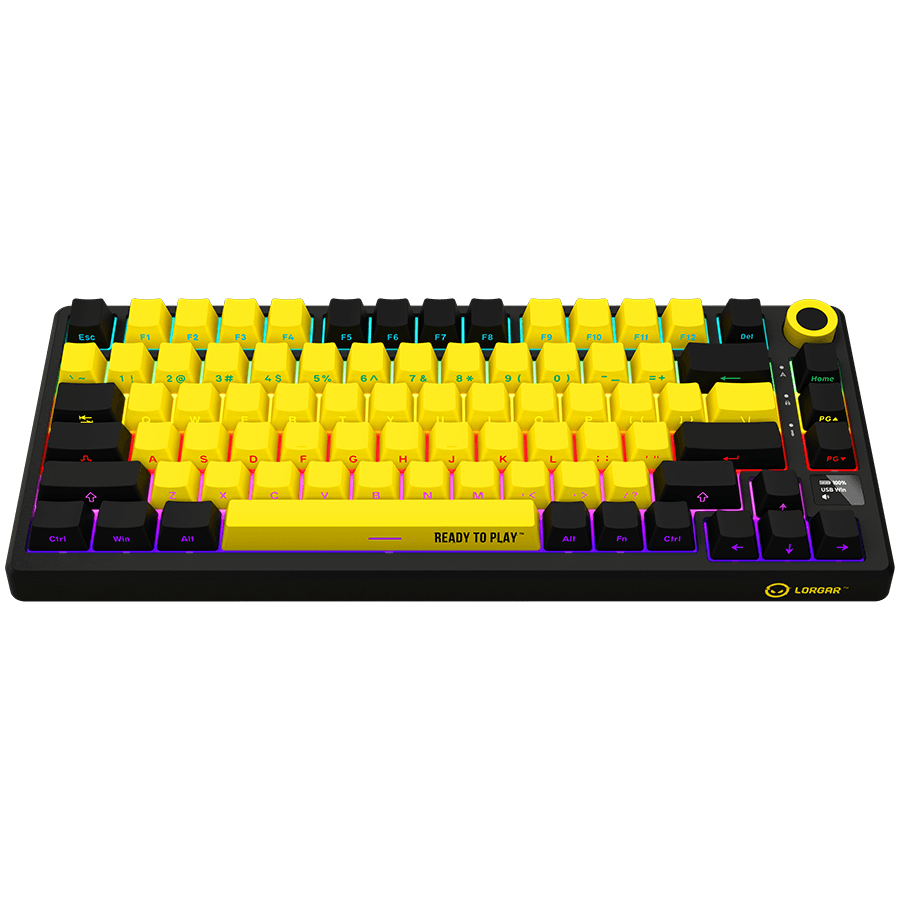 LORGAR KBP7075W, Wireless 75% Mechanical Gaming Keyboard Pro, Black/yellow, EN layout 3
