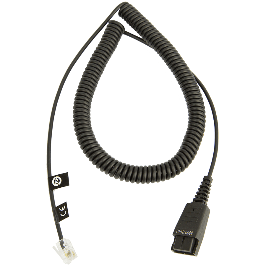 JABRA QD Cord to RJ45, coiled, 0, 5 - 2m, only in connection with JABRA BIZ 2400 balanced on Siemens Openstage