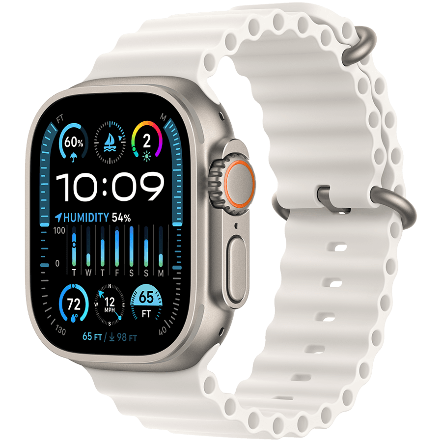 Apple Watch Ultra 2 GPS + Cellular, 49mm Titanium Case with White Ocean Band