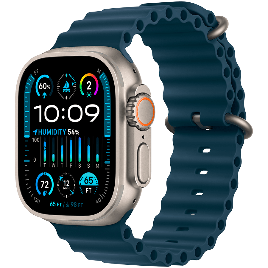 Apple Watch Ultra 2 GPS + Cellular, 49mm Titanium Case with Blue Ocean Band