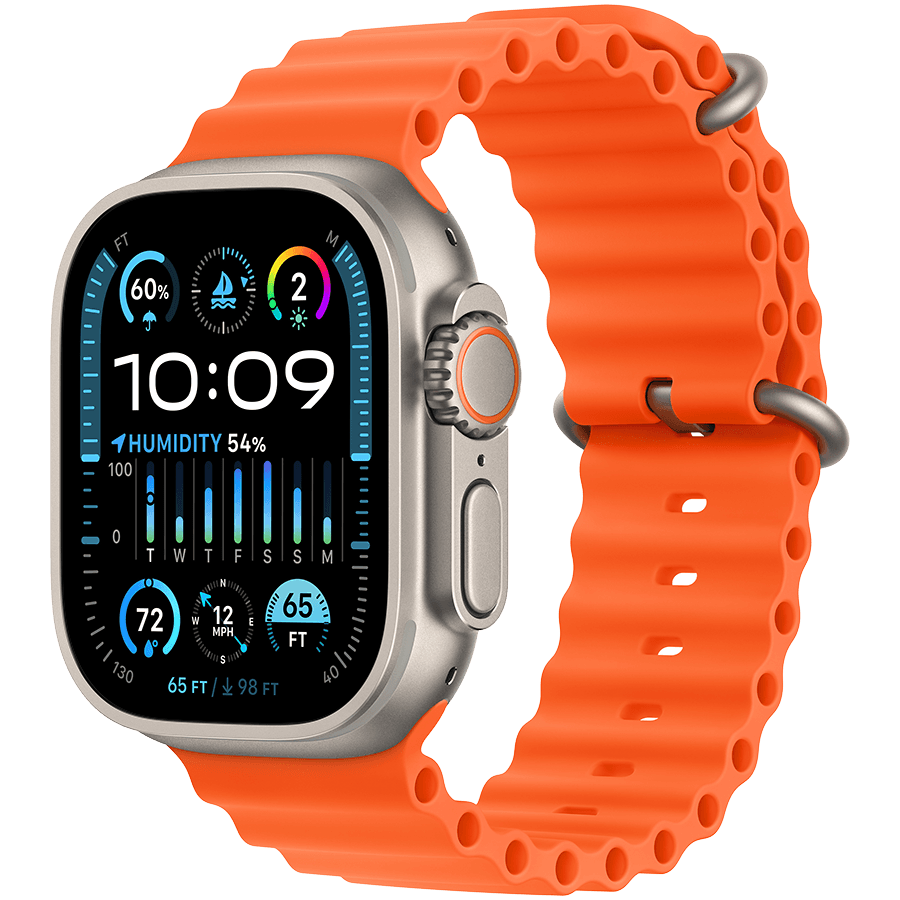 Apple Watch Ultra 2 GPS + Cellular, 49mm Titanium Case with Orange Ocean Band