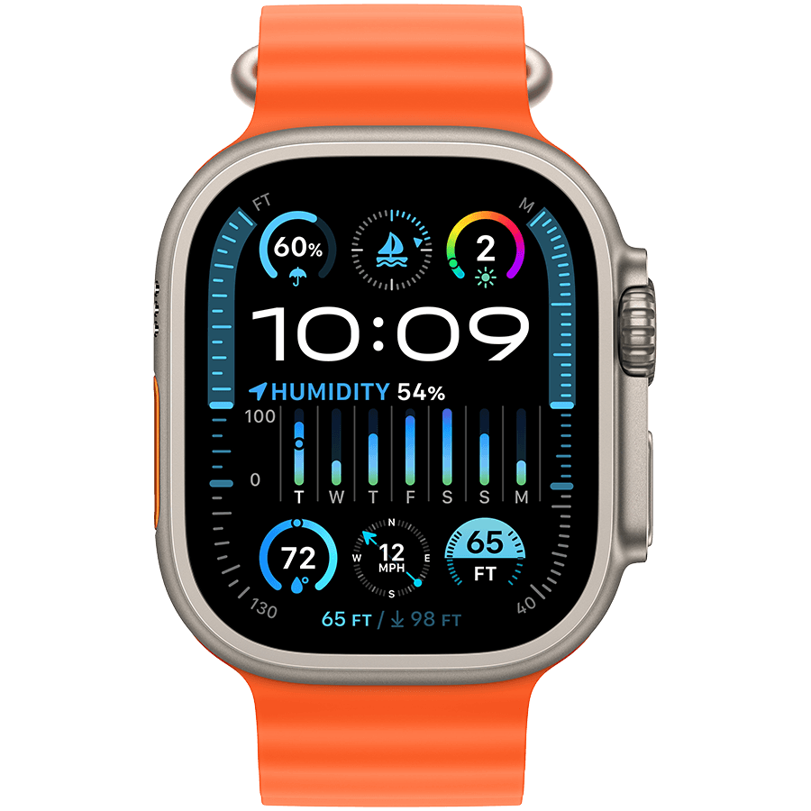 Apple Watch Ultra 2 GPS + Cellular, 49mm Titanium Case with Orange Ocean Band 2