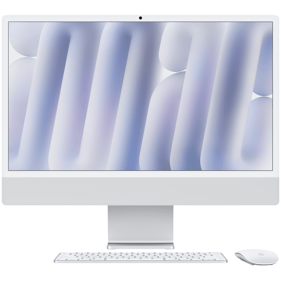 24-inch iMac with Retina 4.5K display: Apple M4 chip with 10‑core CPU and 10‑core GPU, 24GB, 512GB SSD - Silver